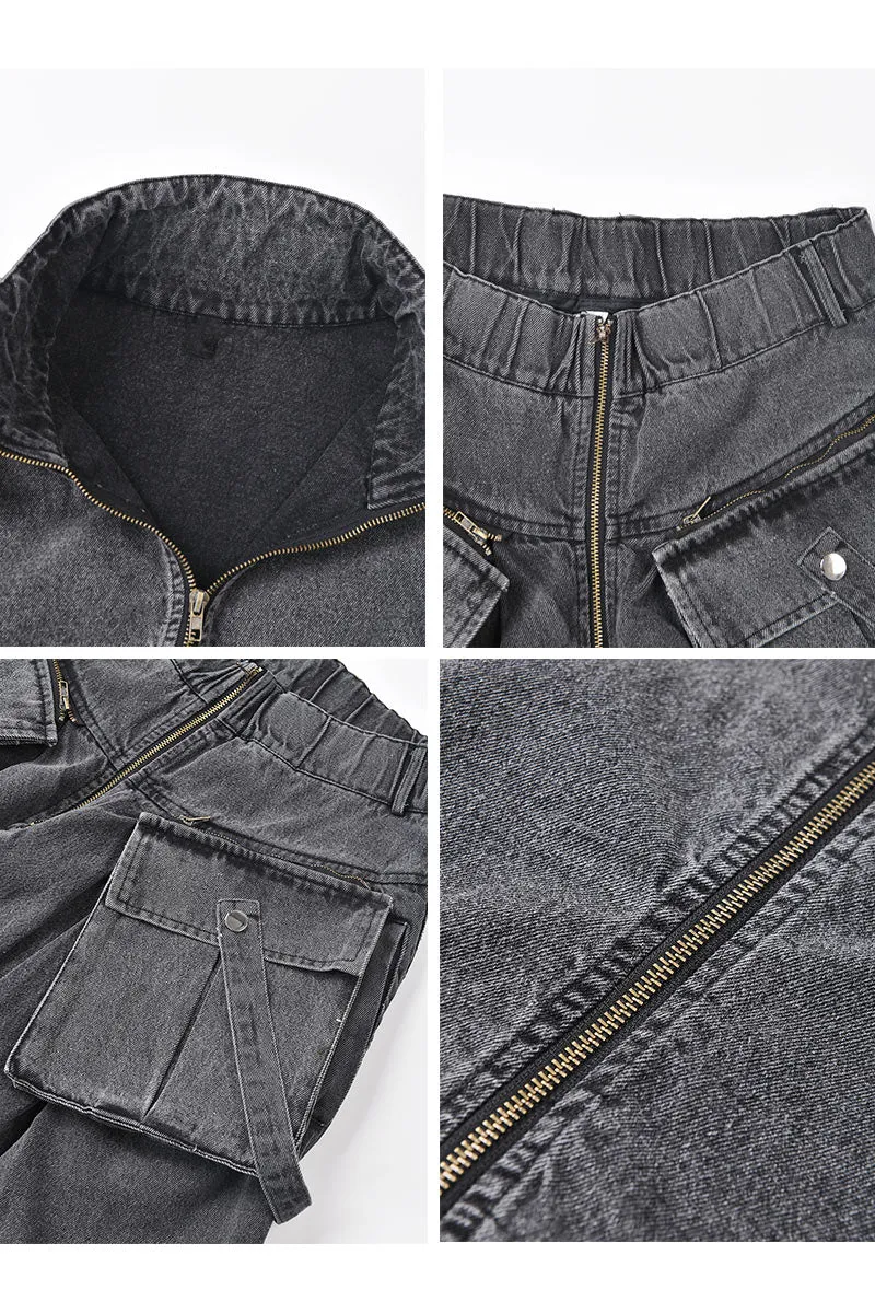 UI0194 Premium Denim Jacket Pants Set
