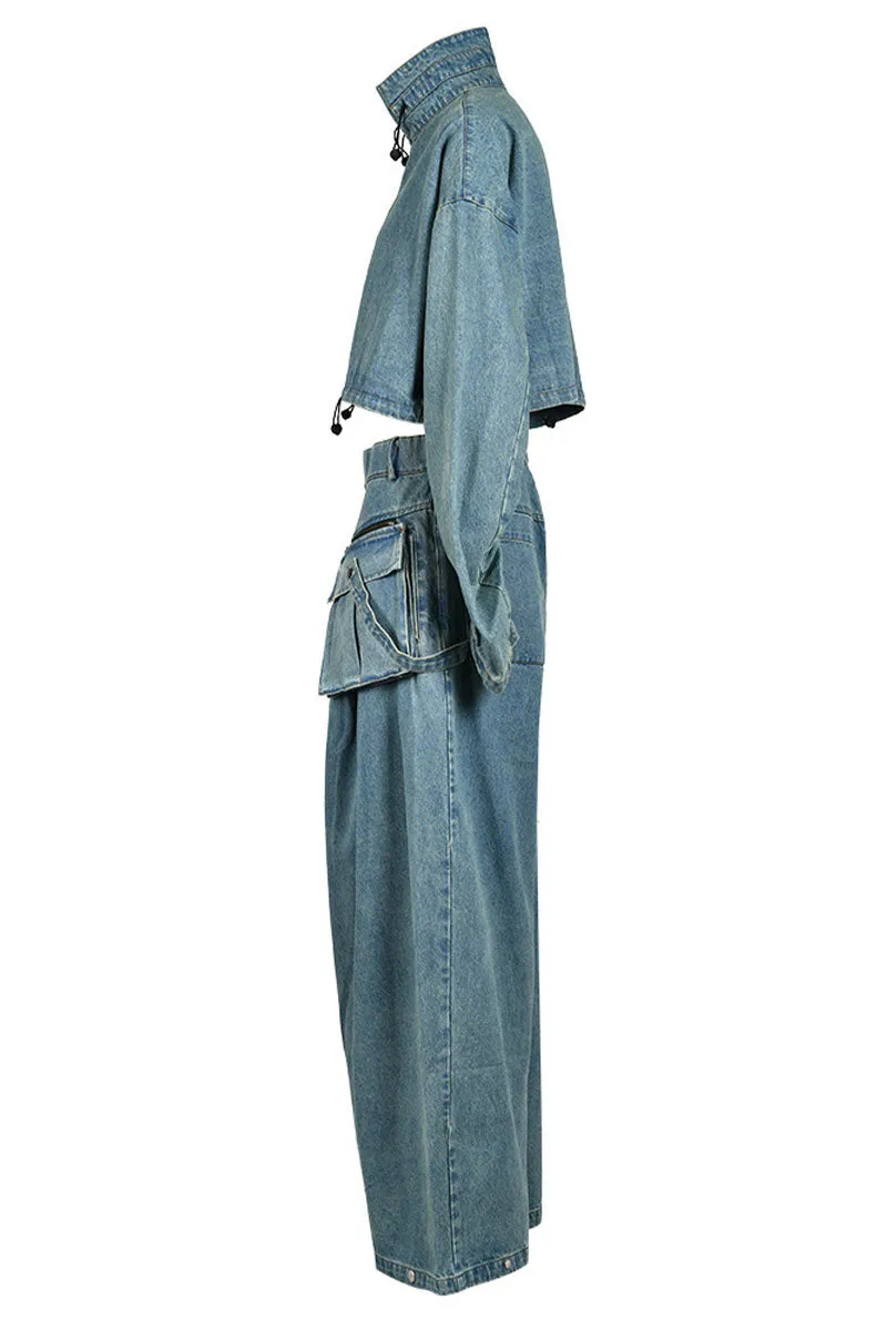 UI0194 Premium Denim Jacket Pants Set
