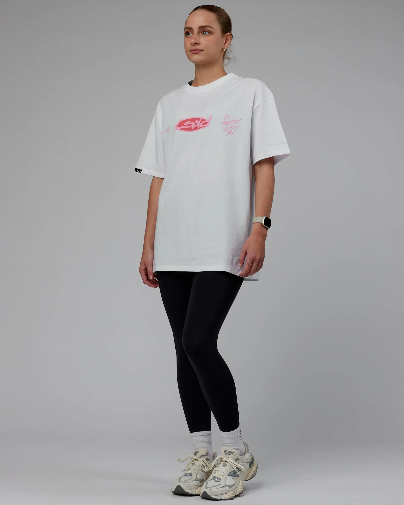 Unisex Unhinged FLXCotton Tee Oversize - White-Pink