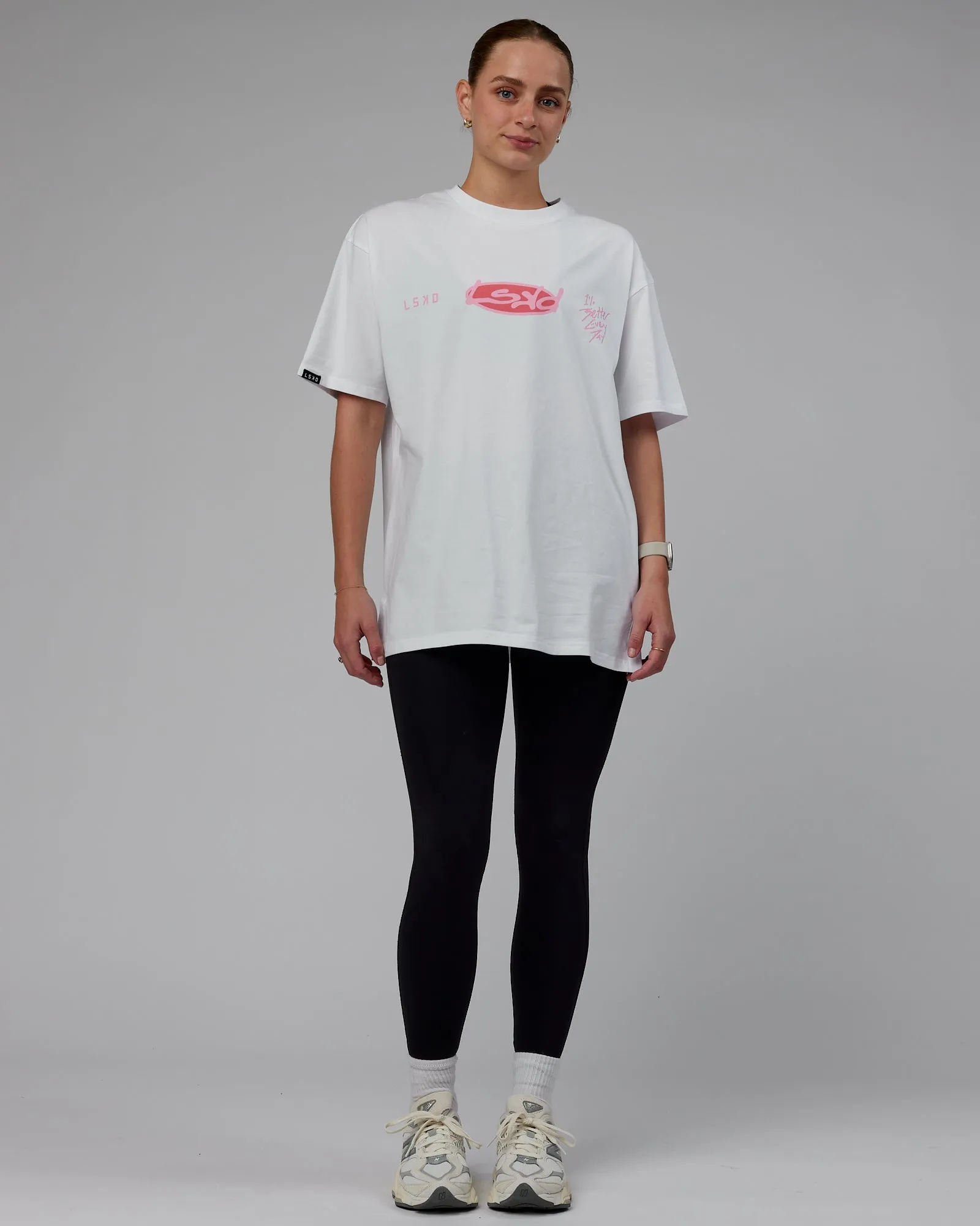 Unisex Unhinged FLXCotton Tee Oversize - White-Pink