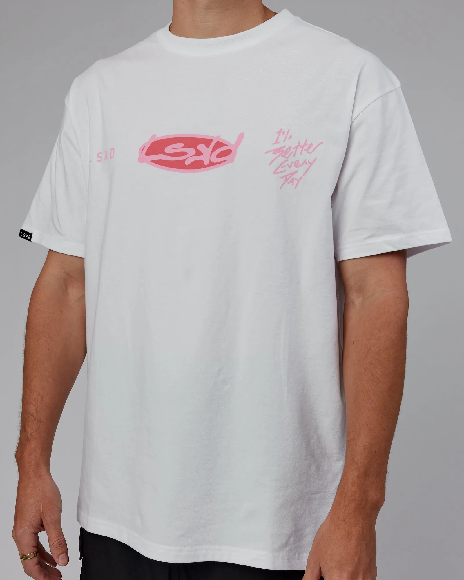 Unisex Unhinged FLXCotton Tee Oversize - White-Pink