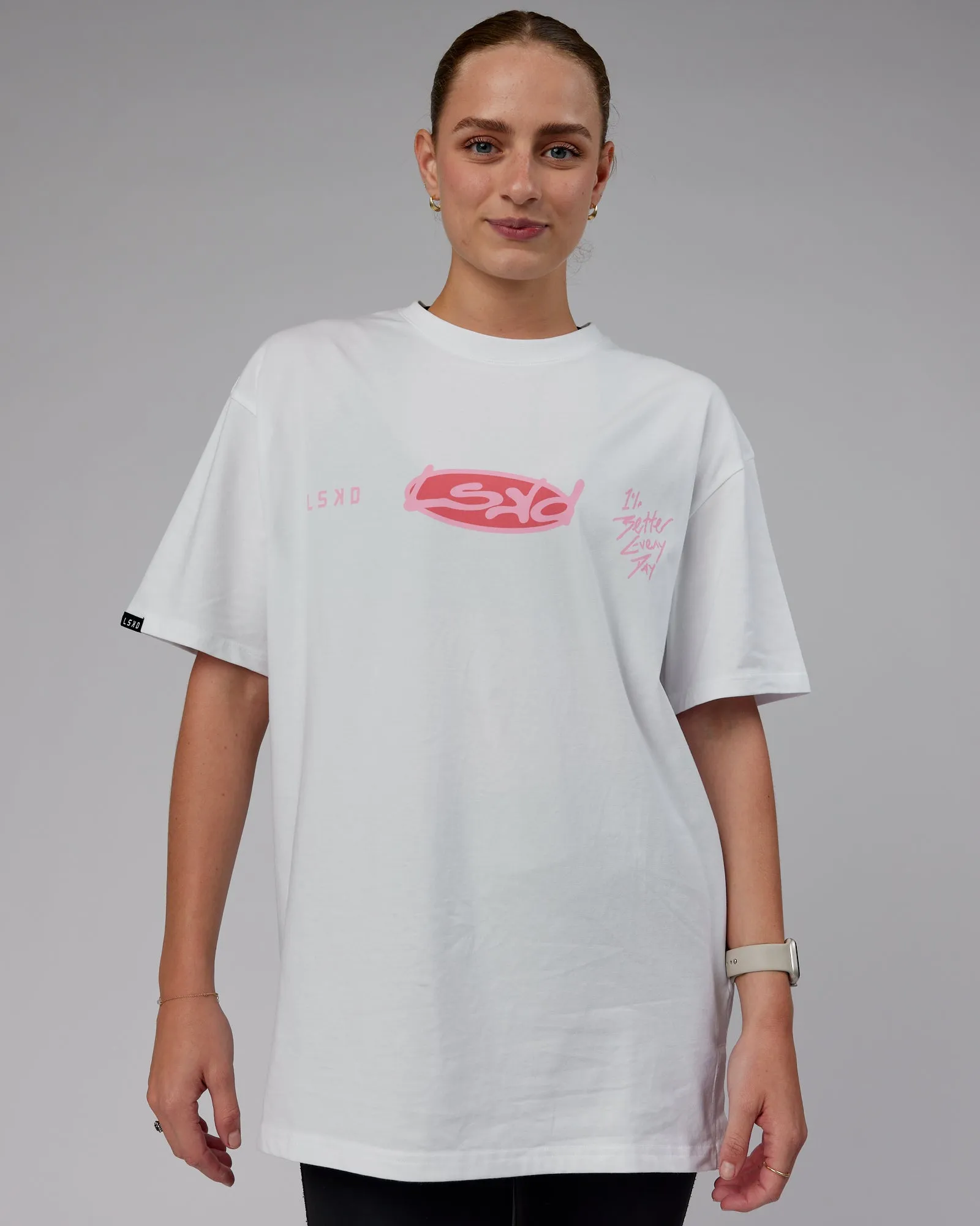 Unisex Unhinged FLXCotton Tee Oversize - White-Pink