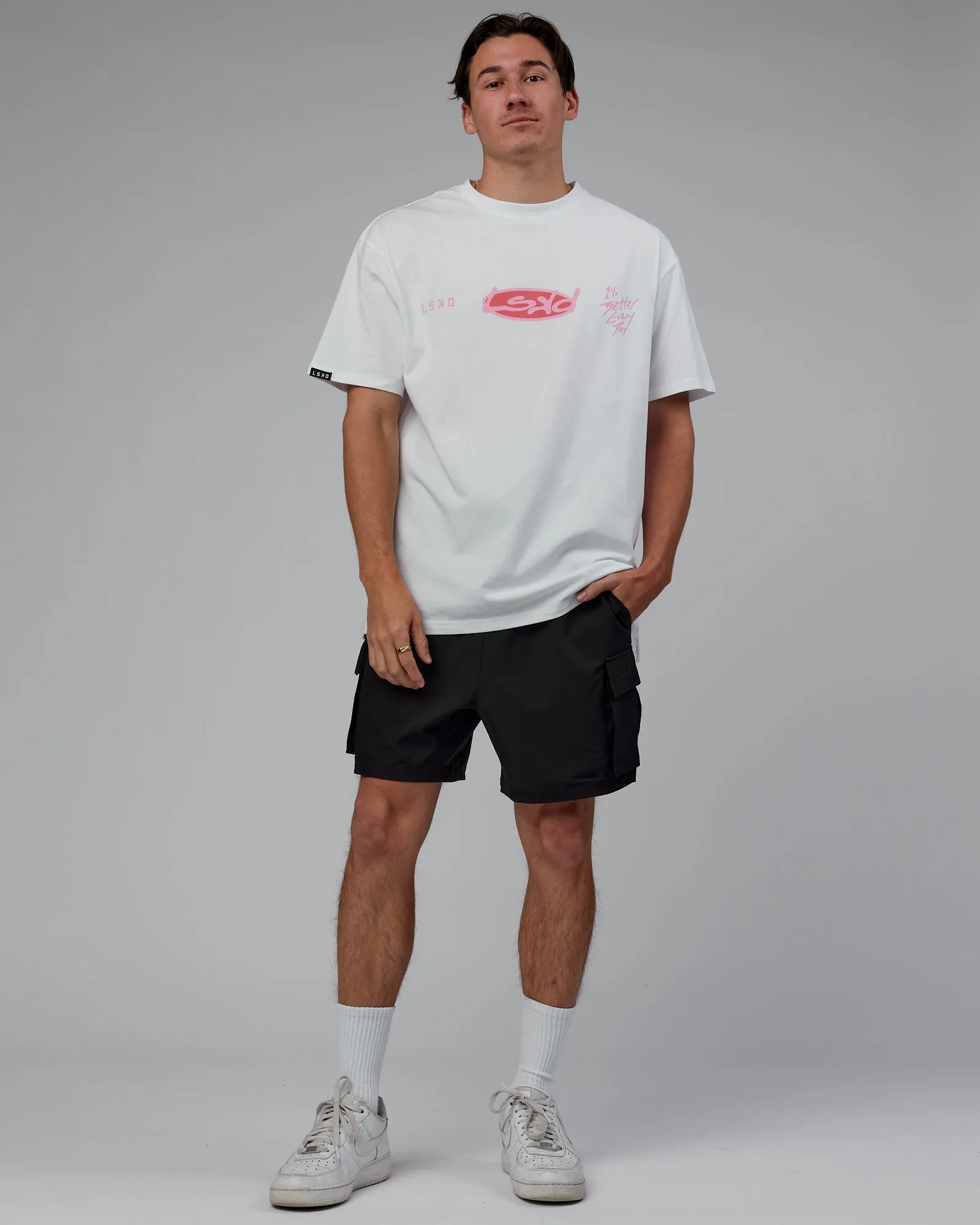 Unisex Unhinged FLXCotton Tee Oversize - White-Pink