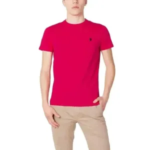 US Polo Assn Men Fuchsia T-Shirt with Short Sleeves and Classic Neckline