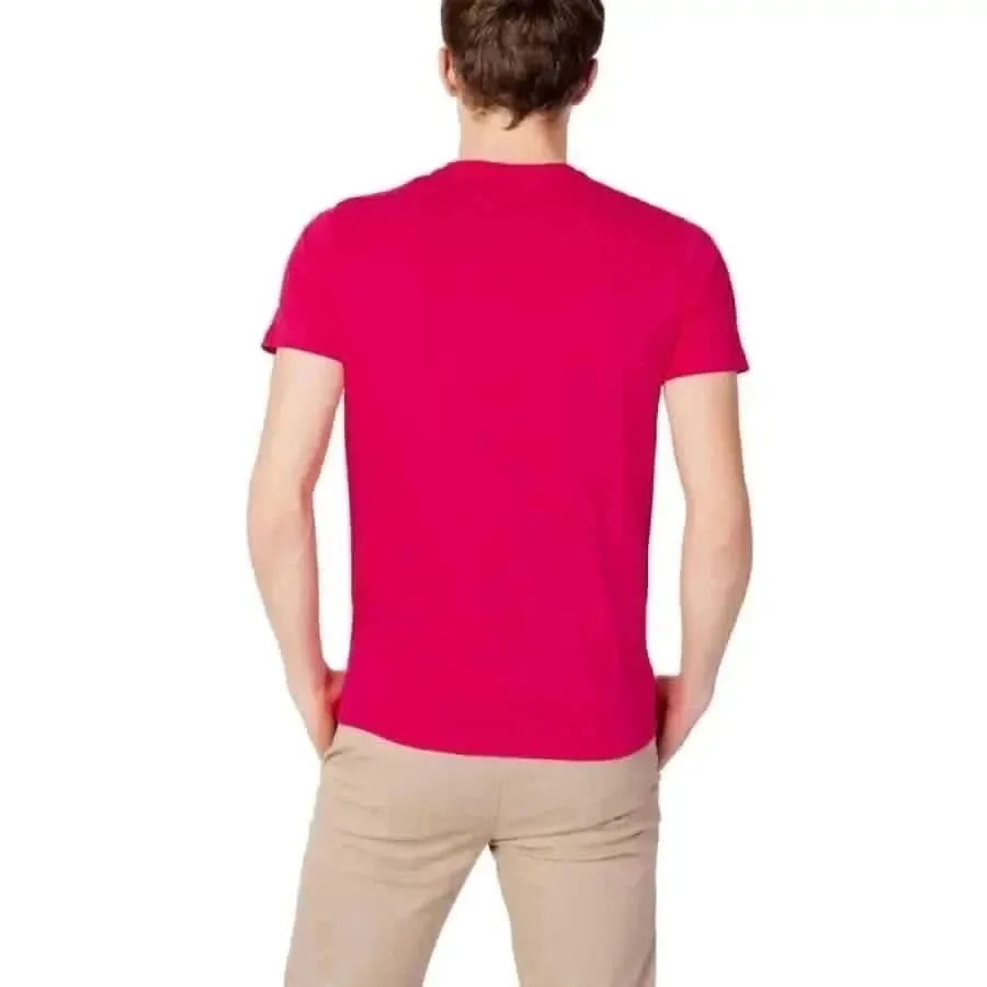 US Polo Assn Men Fuchsia T-Shirt with Short Sleeves and Classic Neckline