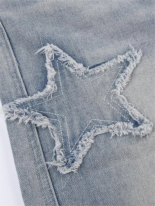 Verwaschene Vintage Boyfriend Jeans mit Sternen Patch