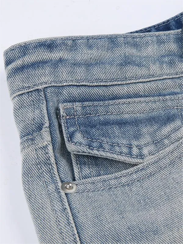 Verwaschene Vintage Boyfriend Jeans mit Sternen Patch