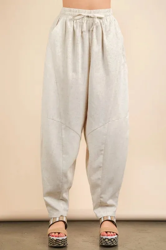 VERY J Solid Barrel Comfy Woven Pants