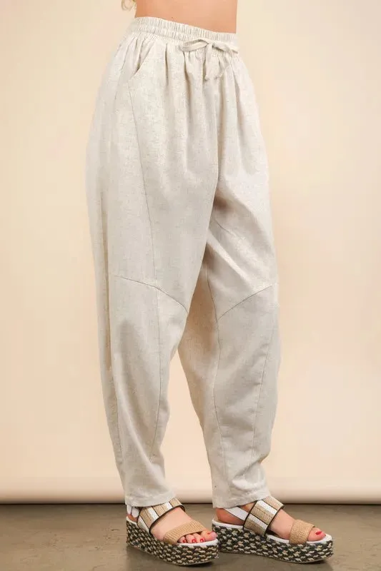 VERY J Solid Barrel Comfy Woven Pants