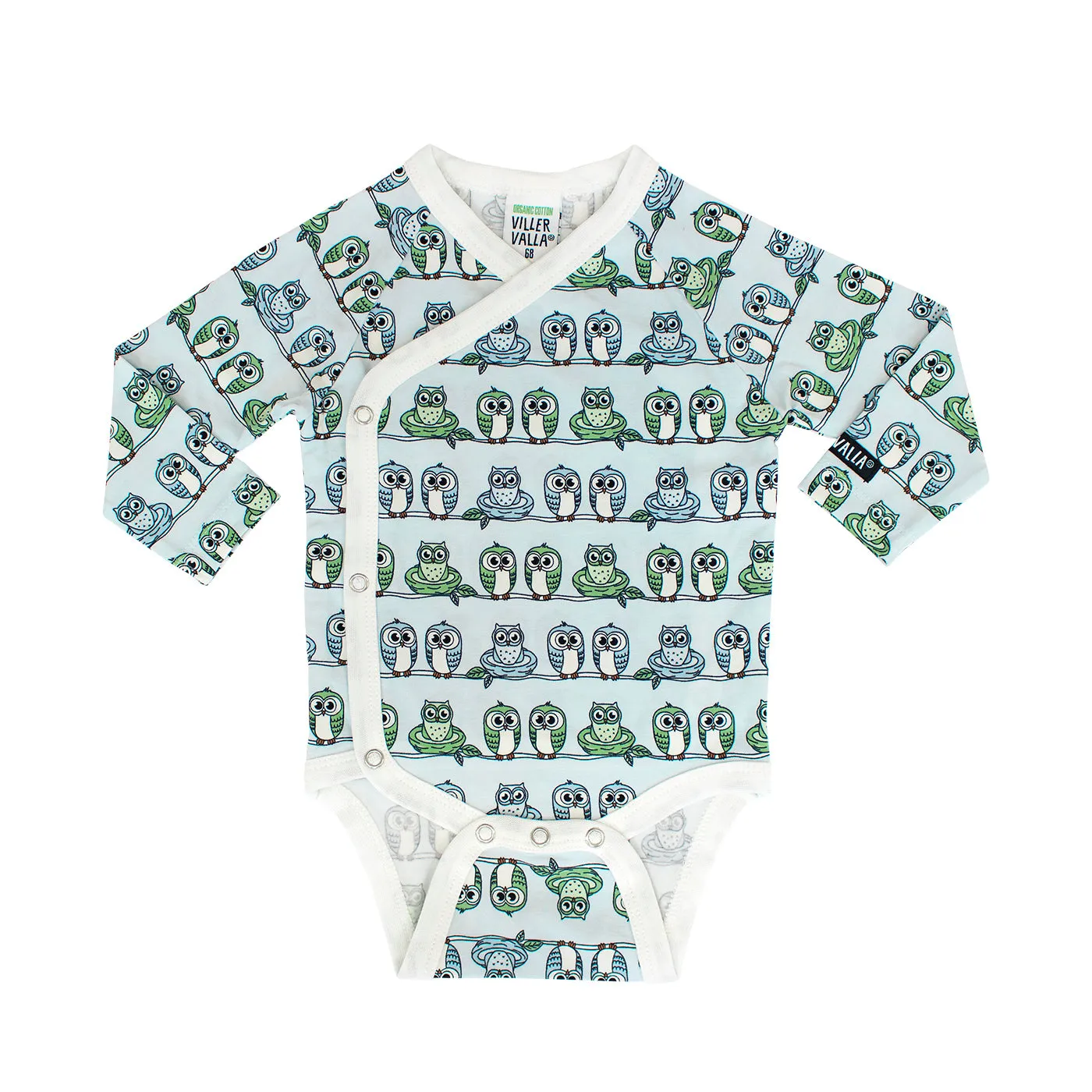 Villervalla - Wrap Body Suit - New Born Owls - Mist