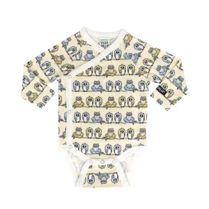 Villervalla - Wrap Body Suit - New Born Owls - Wheat