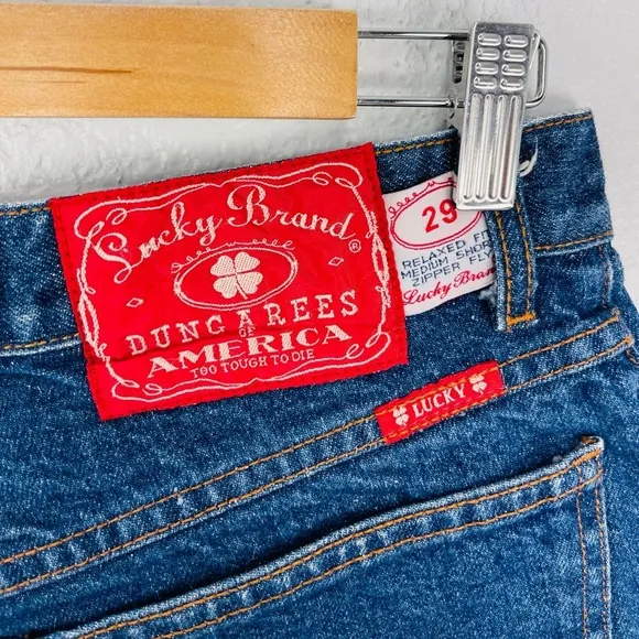 Vintage Lucky Brand Dungarees Relaxed Fit High Waisted blue Denim Mom Shorts