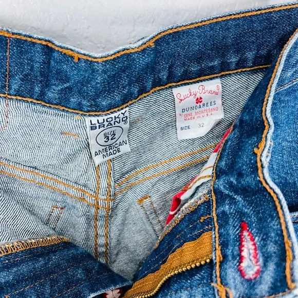 Vintage Lucky Brand Dungarees Relaxed Fit High Waisted blue Denim Mom Shorts