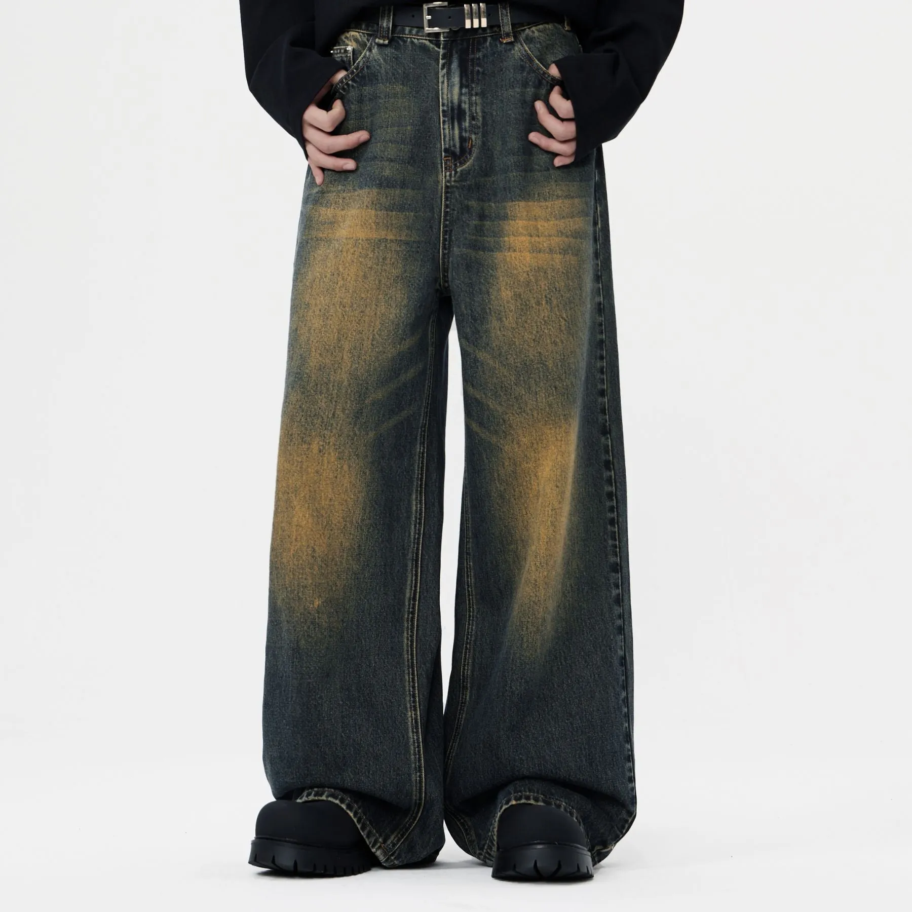Vintage Washed Straight Leg Jeans