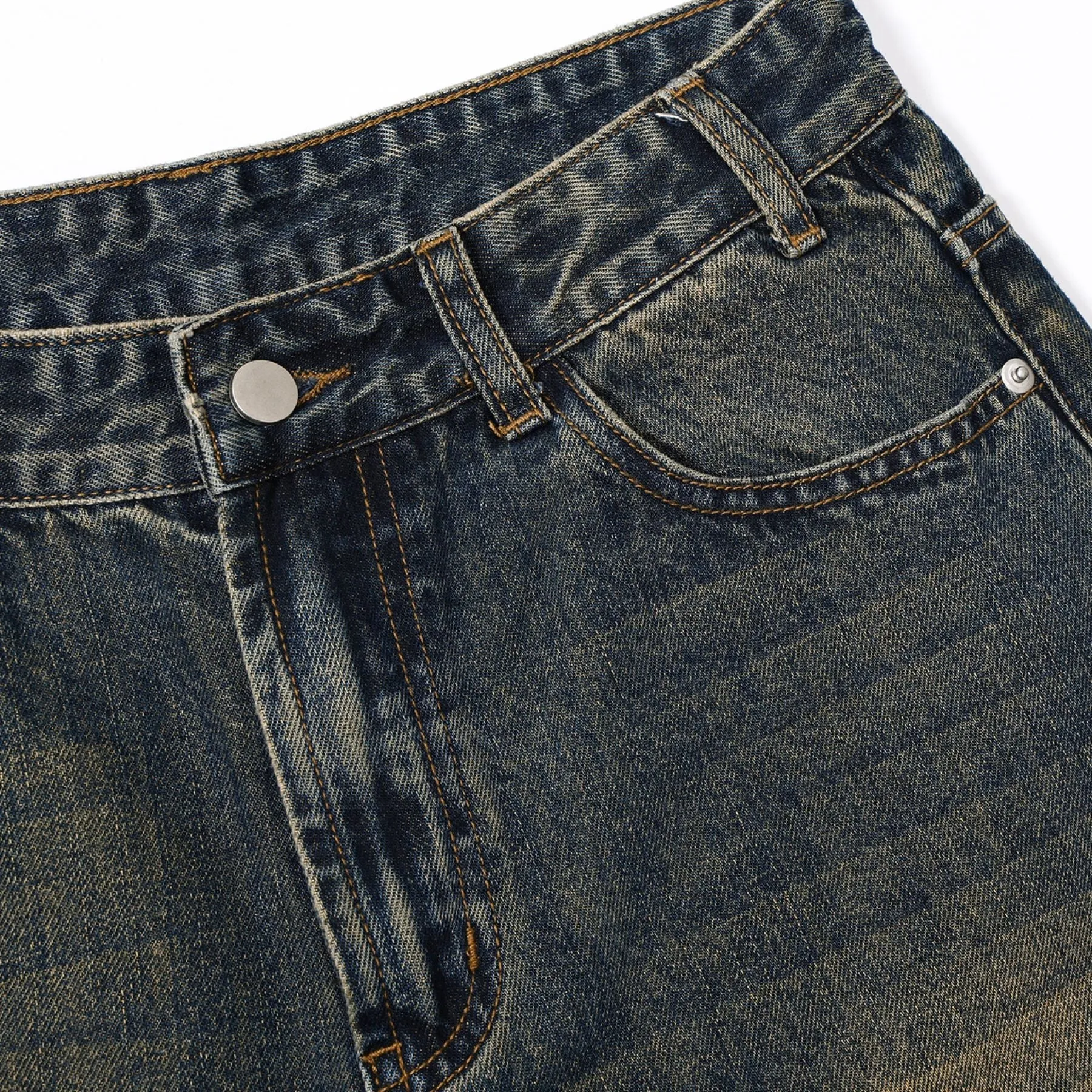 Vintage Washed Straight Leg Jeans