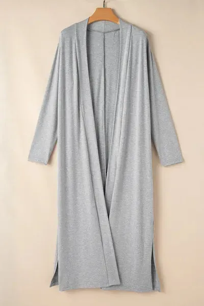 Violet Open Front Long Sleeve Cardigan and Pants Lounge Set