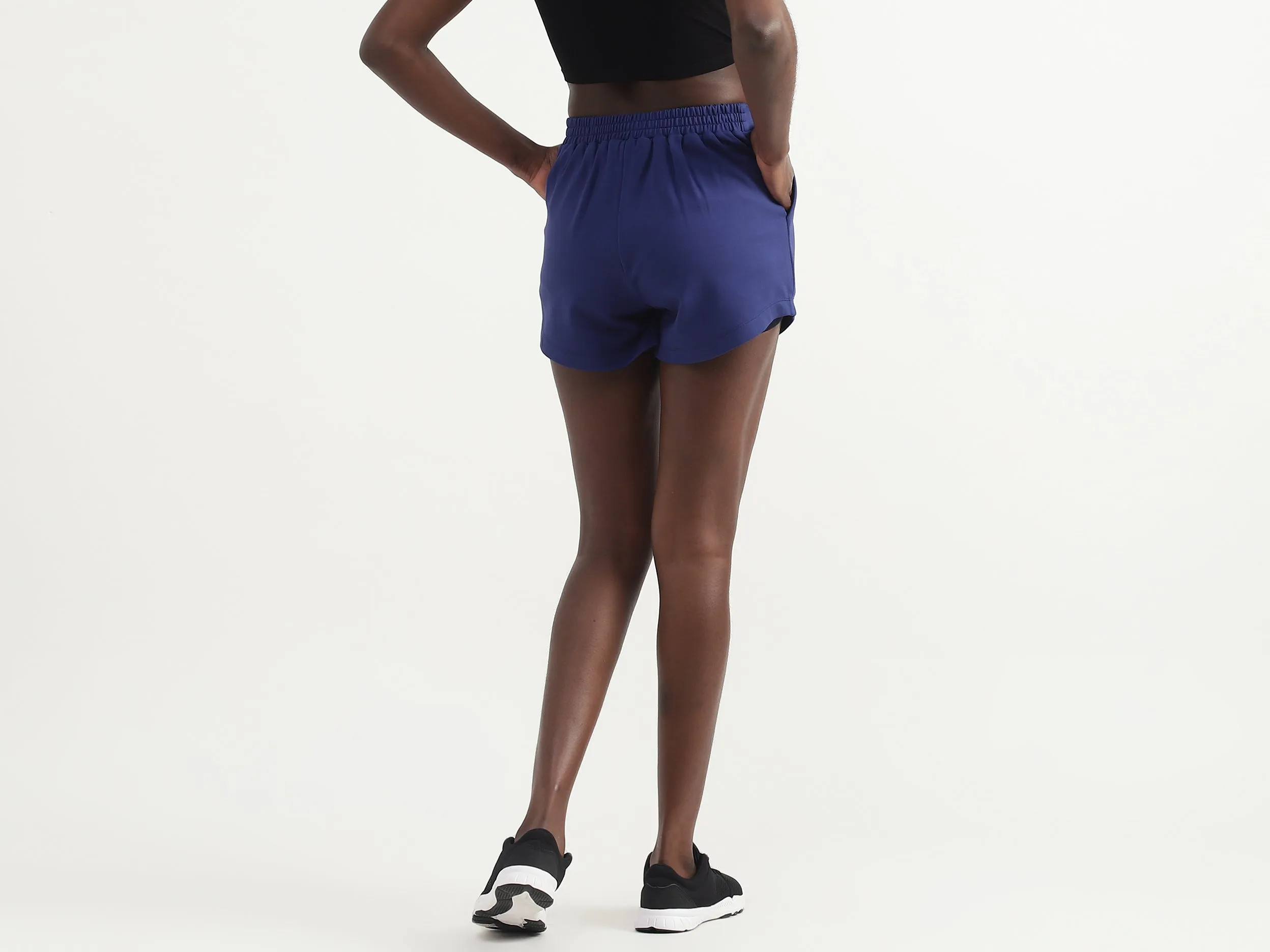 Viscose Blend Solid Regular Length Women Shorts
