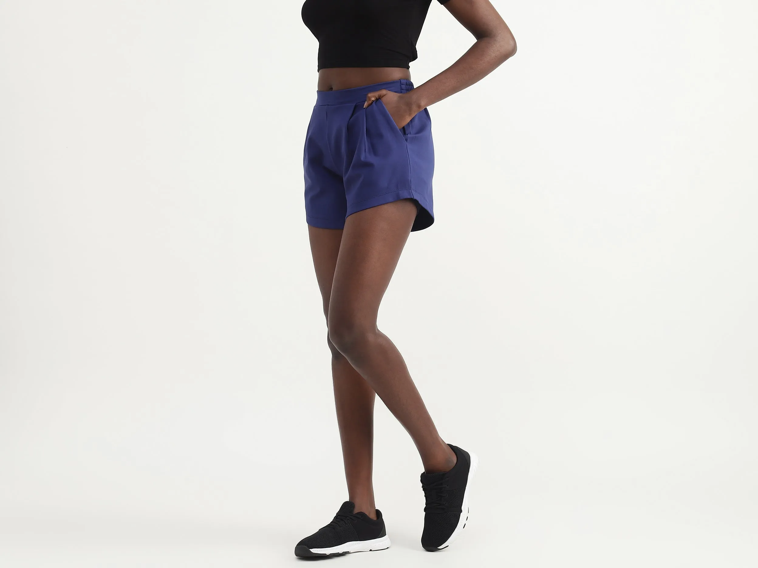 Viscose Blend Solid Regular Length Women Shorts