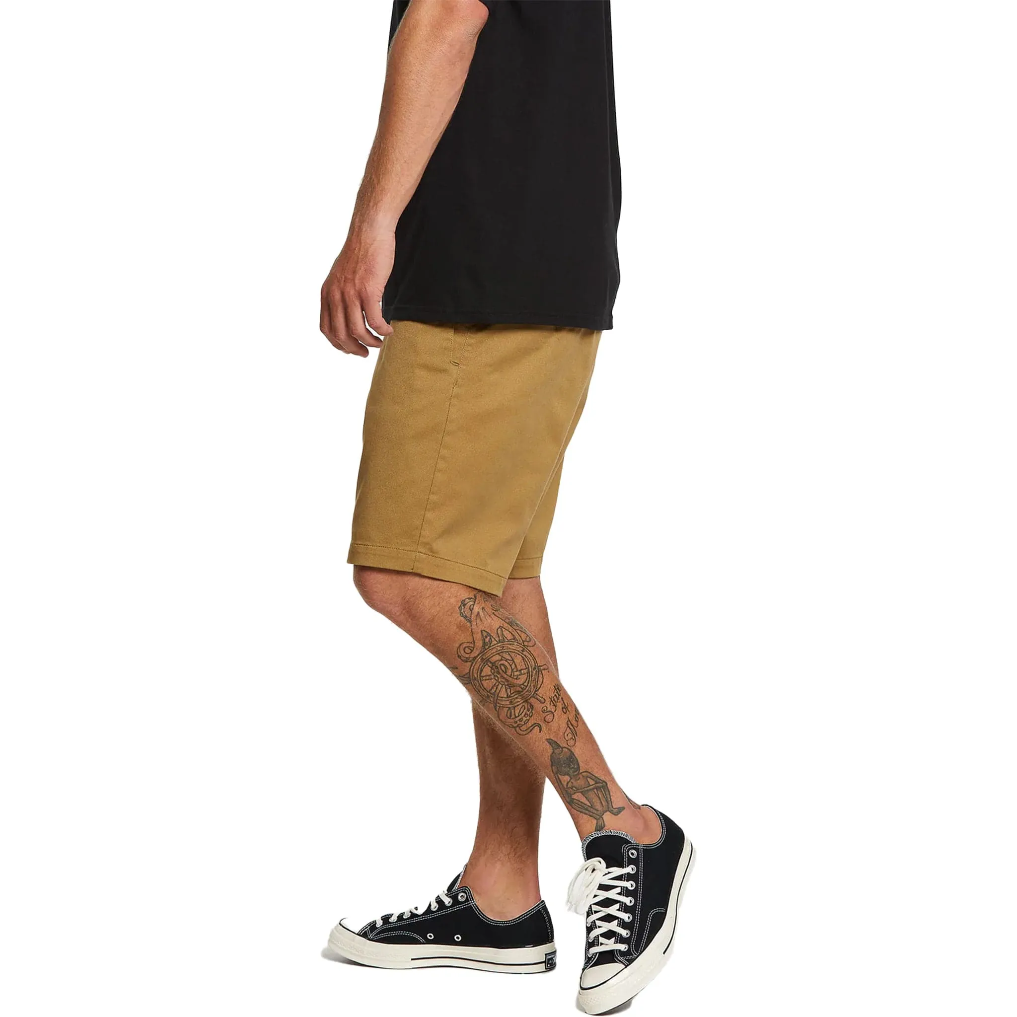 Volcom Frickin Elastic Waist Shorts Dark Khaki