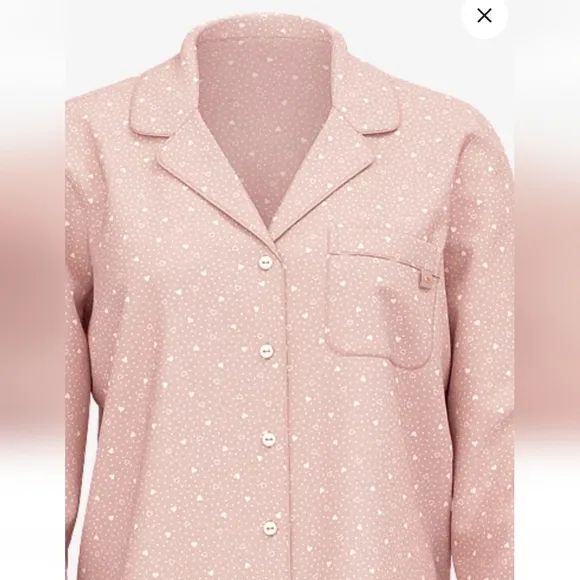 VS Victoria's Secret model long pajama set Pink Gold Hearts Xs new NWT
