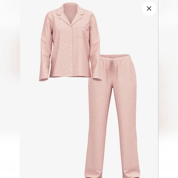VS Victoria's Secret model long pajama set Pink Gold Hearts Xs new NWT