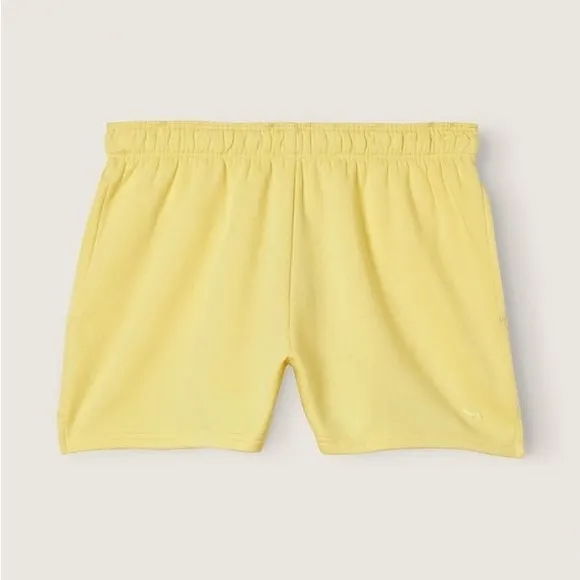VS VICTORIAS SECRET PINK 3&quot; FOLDOVER SWEAT SHORTS SWEAT SHORT YELLOW TULIP XL