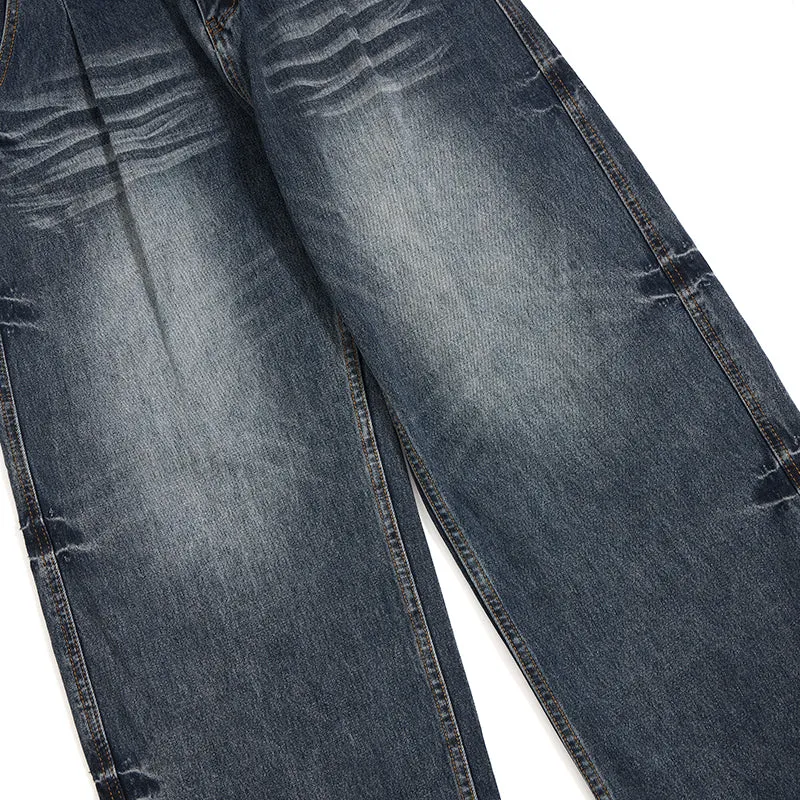 Washed Whiskers Barrel-Leg Denim Pants