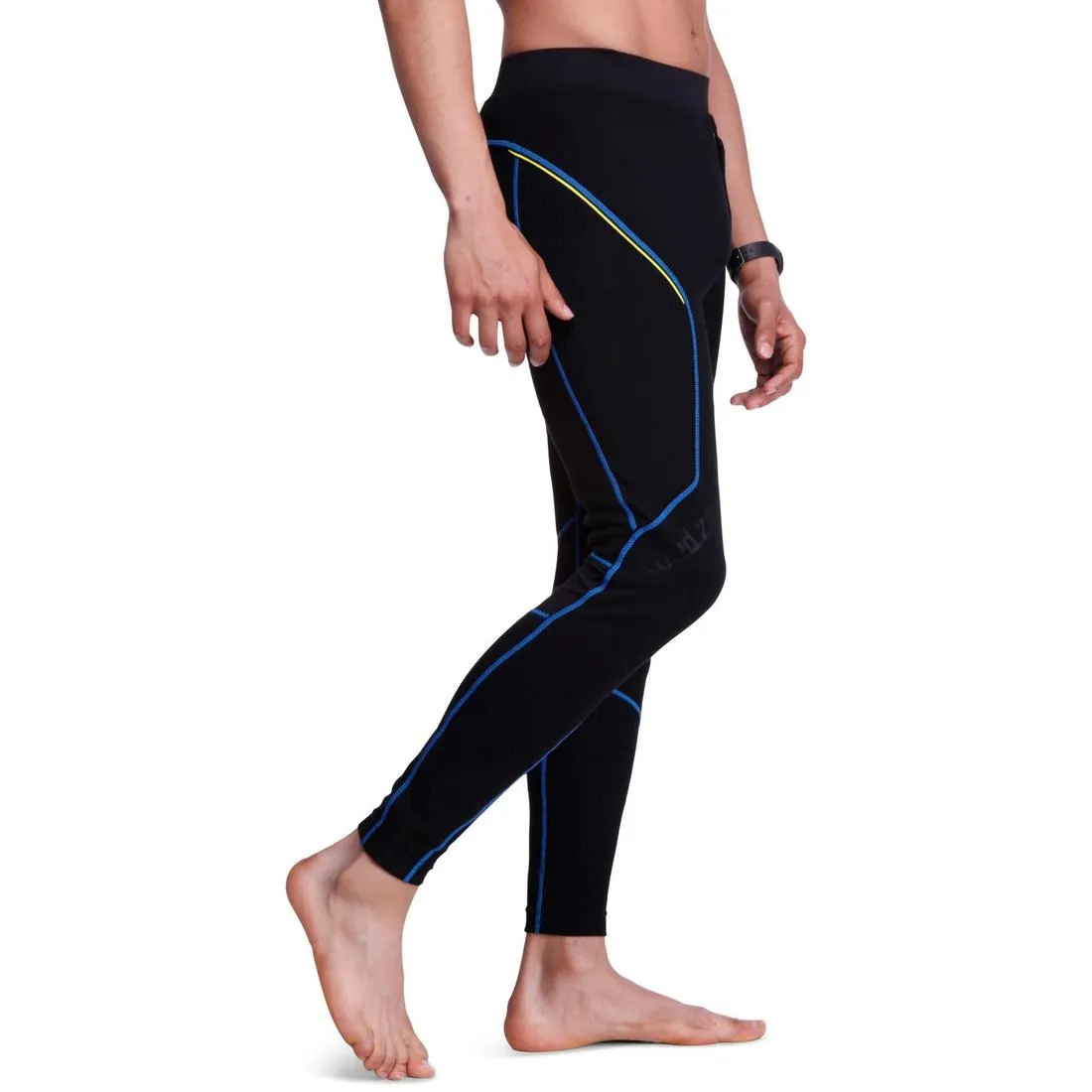 Wed'ze Xwarm Men's Ski Base Layer Trousers - Black/Blue