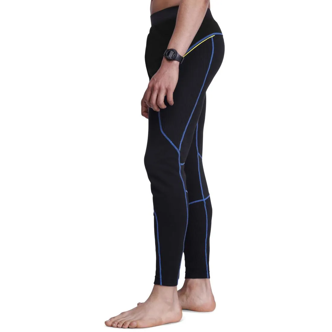 Wed'ze Xwarm Men's Ski Base Layer Trousers - Black/Blue