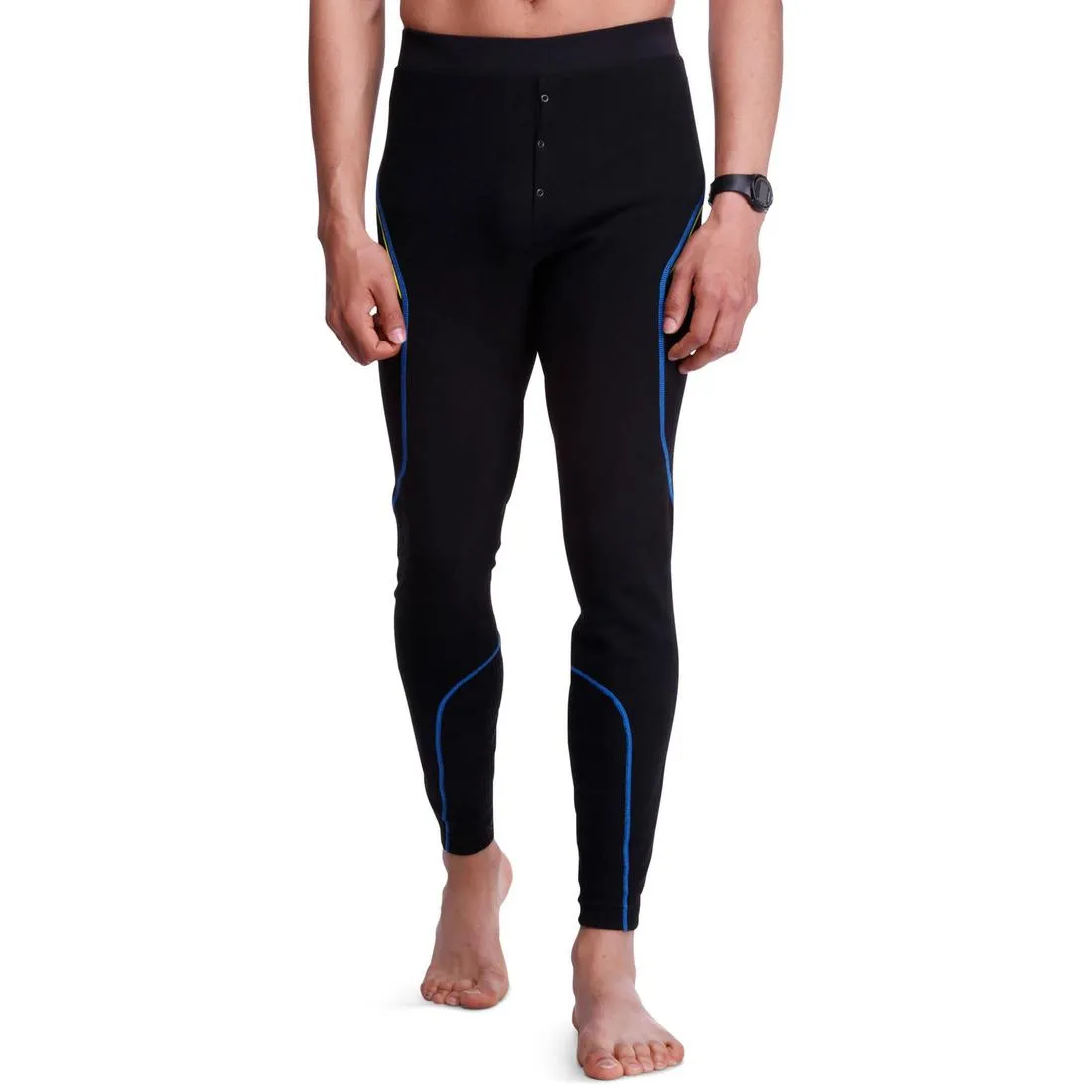 Wed'ze Xwarm Men's Ski Base Layer Trousers - Black/Blue