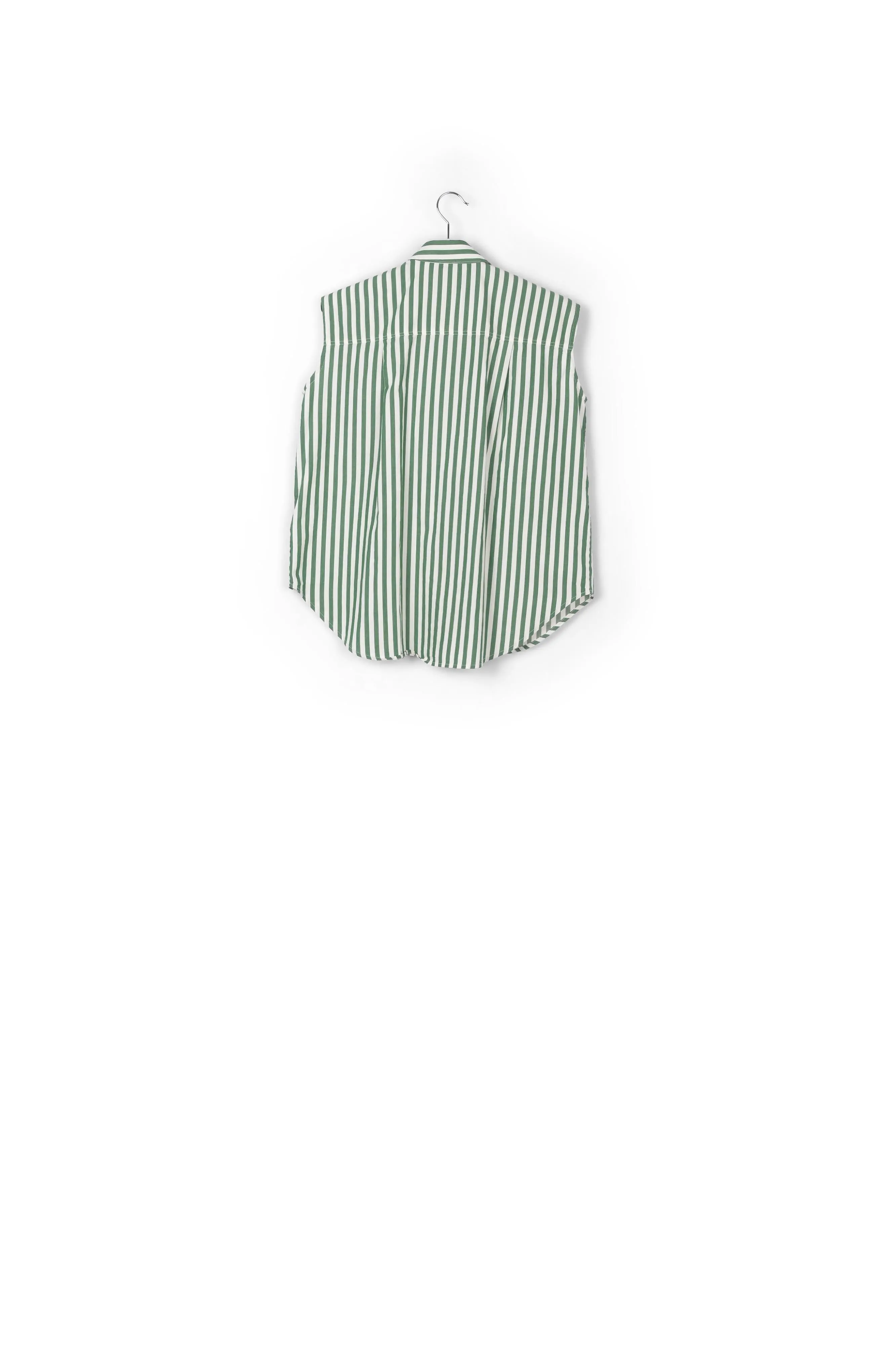 White and green striped shirt with beaded fringes