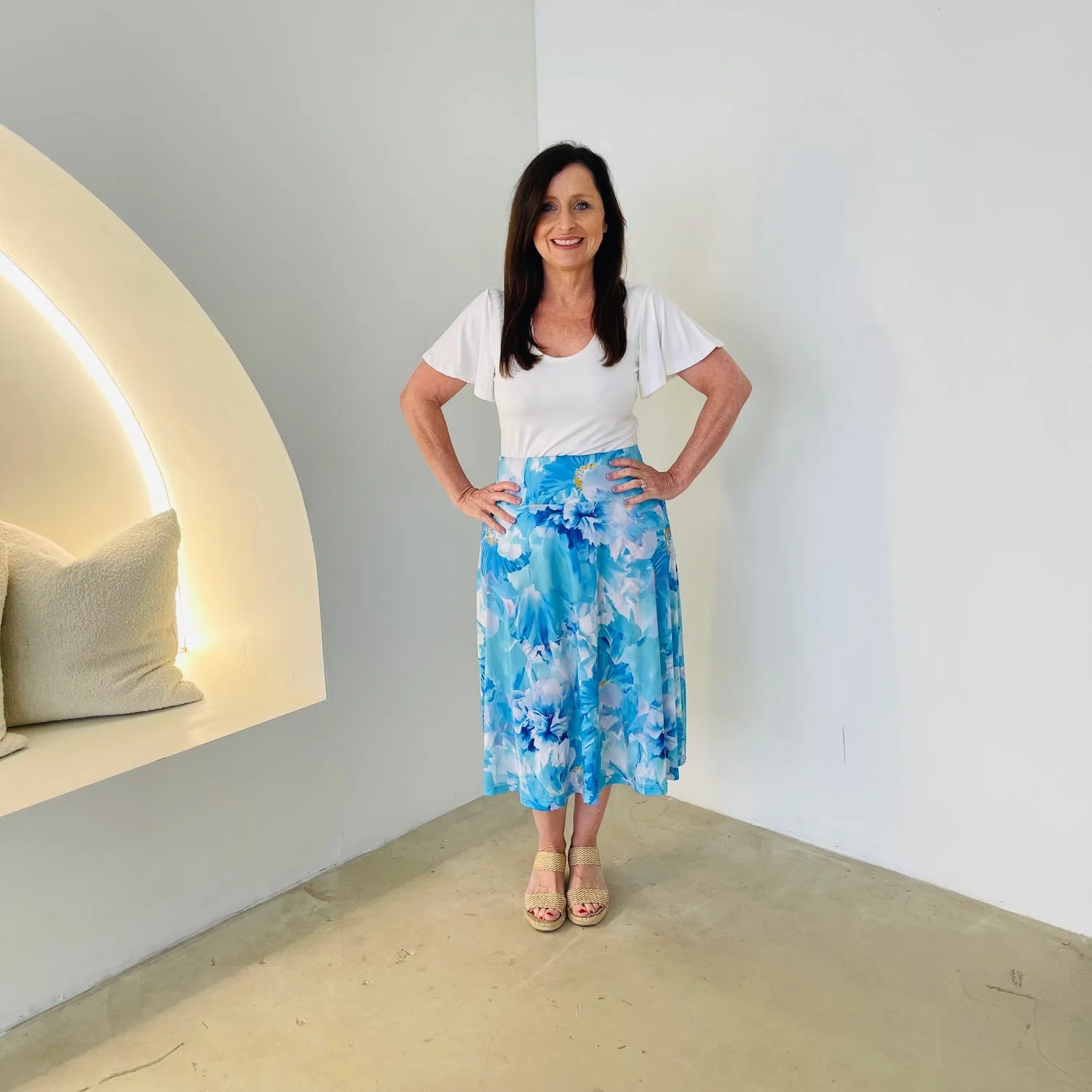 White bamboo wave sleeve top