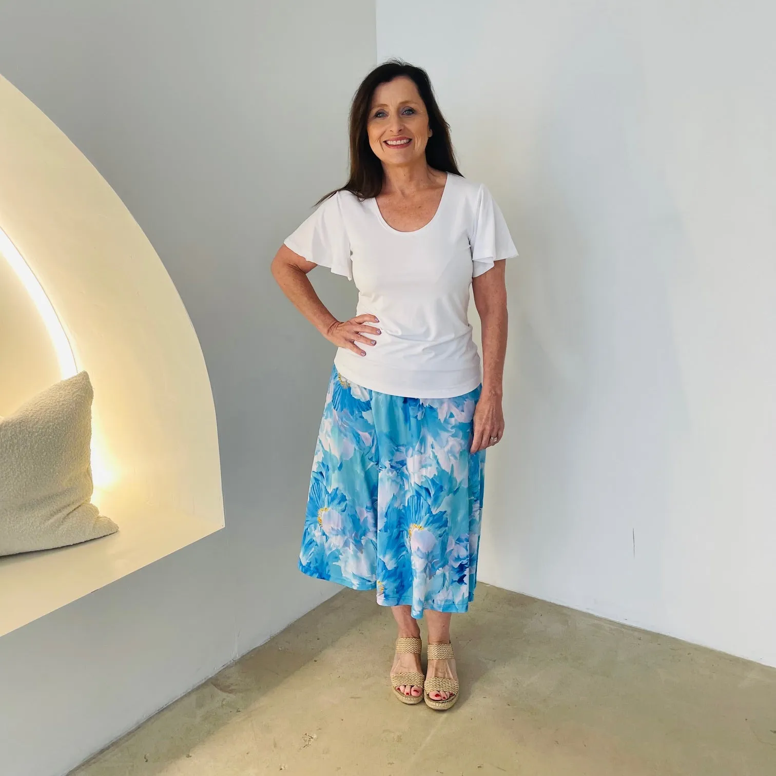 White bamboo wave sleeve top
