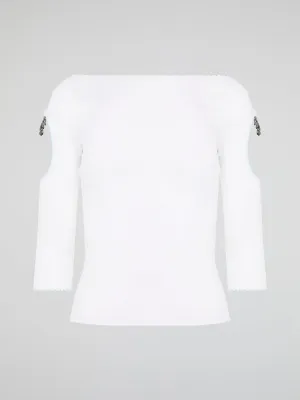 White Cut Out Top