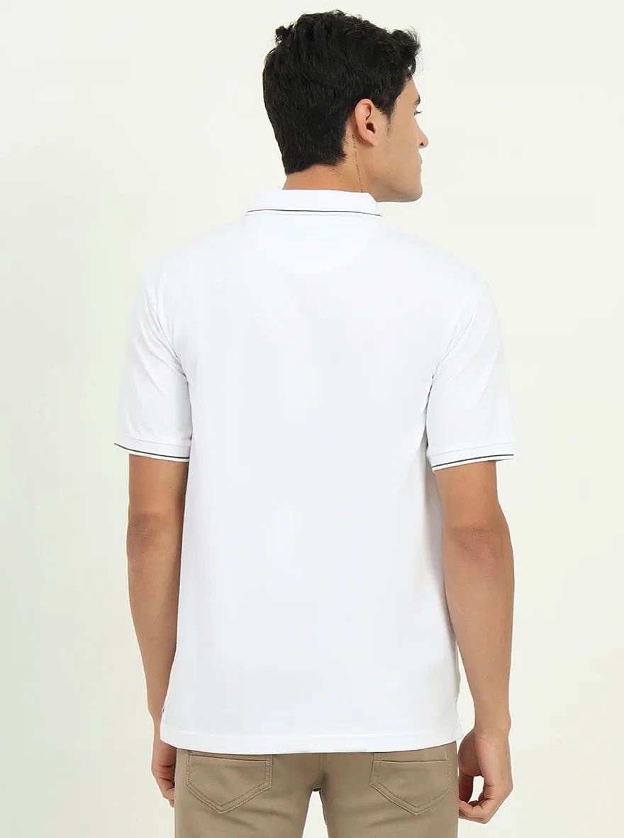 White Solid Slim Fit Polo T-Shirt | Greenfibre