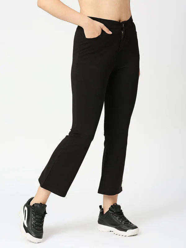 Women Black Solid Track Pants & Joggers-PULL ON PANT-BK