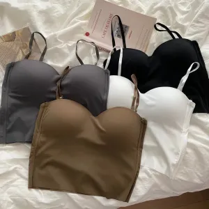 Women's Seamless Fitness Crop Top Camisole - Summer Thin Elegant Sexy Ice Silk Underwear Tank Top