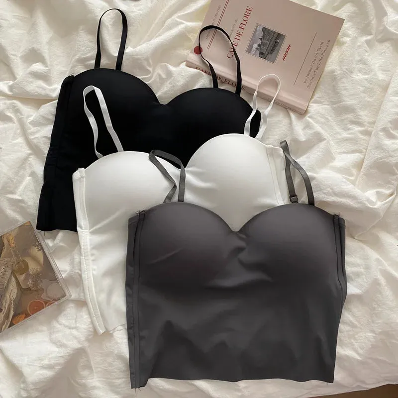Women's Seamless Fitness Crop Top Camisole - Summer Thin Elegant Sexy Ice Silk Underwear Tank Top