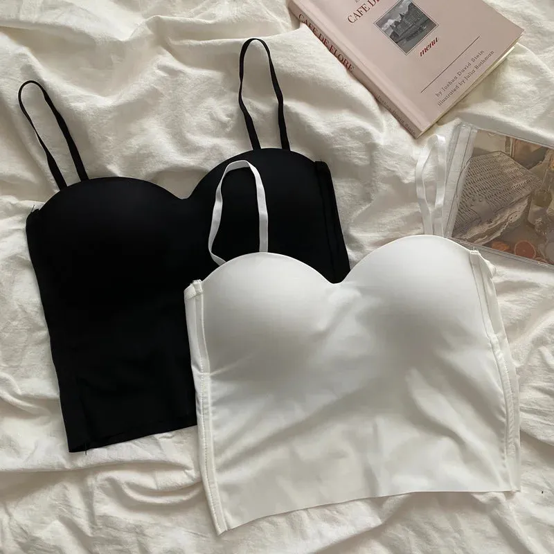 Women's Seamless Fitness Crop Top Camisole - Summer Thin Elegant Sexy Ice Silk Underwear Tank Top