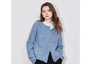 Wool Round Neck Cardigan