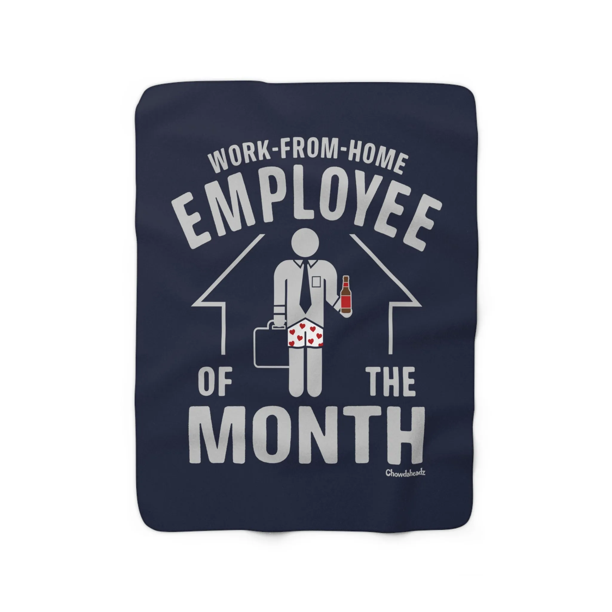 Work-From-Home Employee of the Month Sherpa Fleece Blanket - Navy