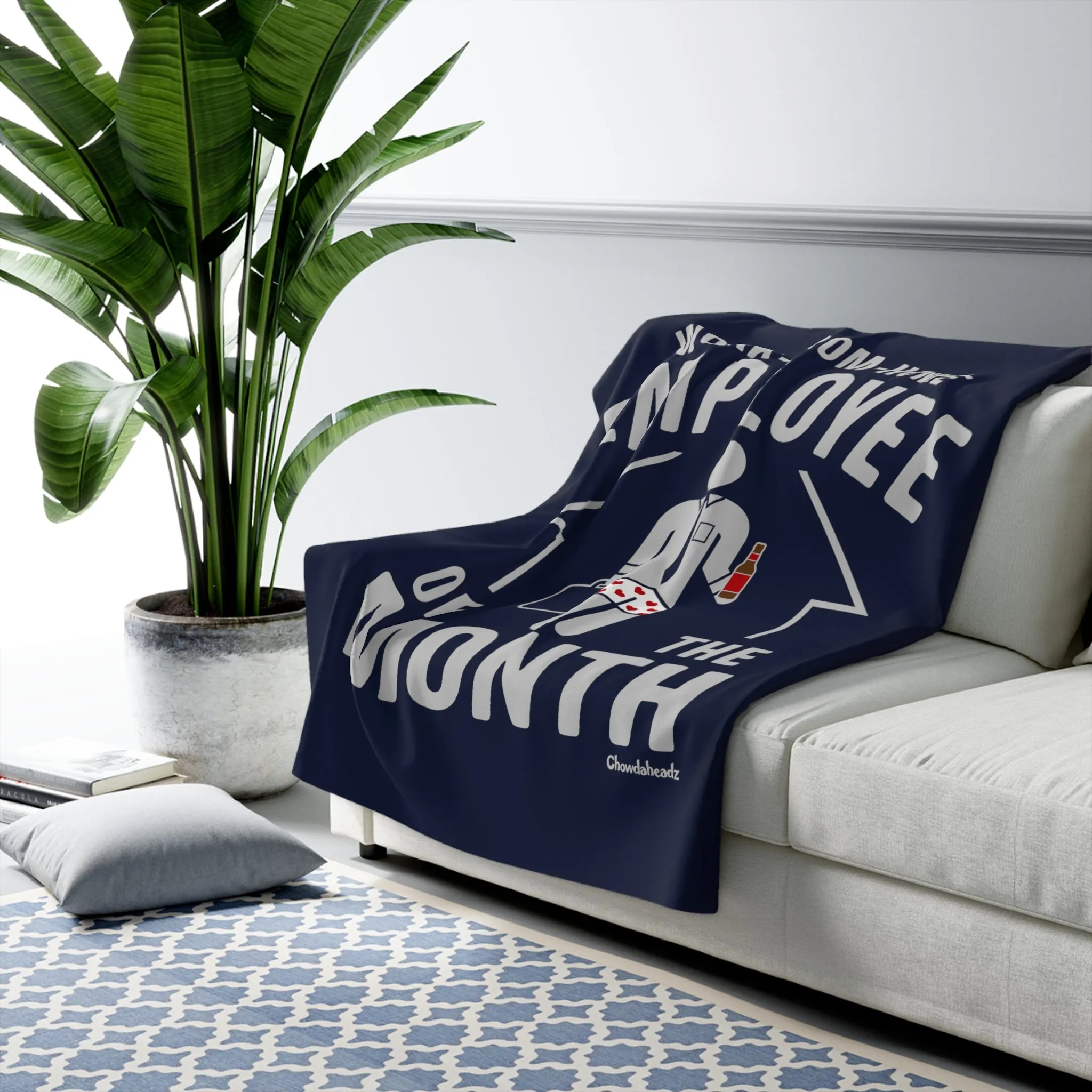 Work-From-Home Employee of the Month Sherpa Fleece Blanket - Navy