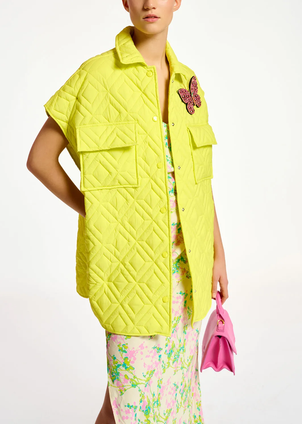 Yellow quilted vest