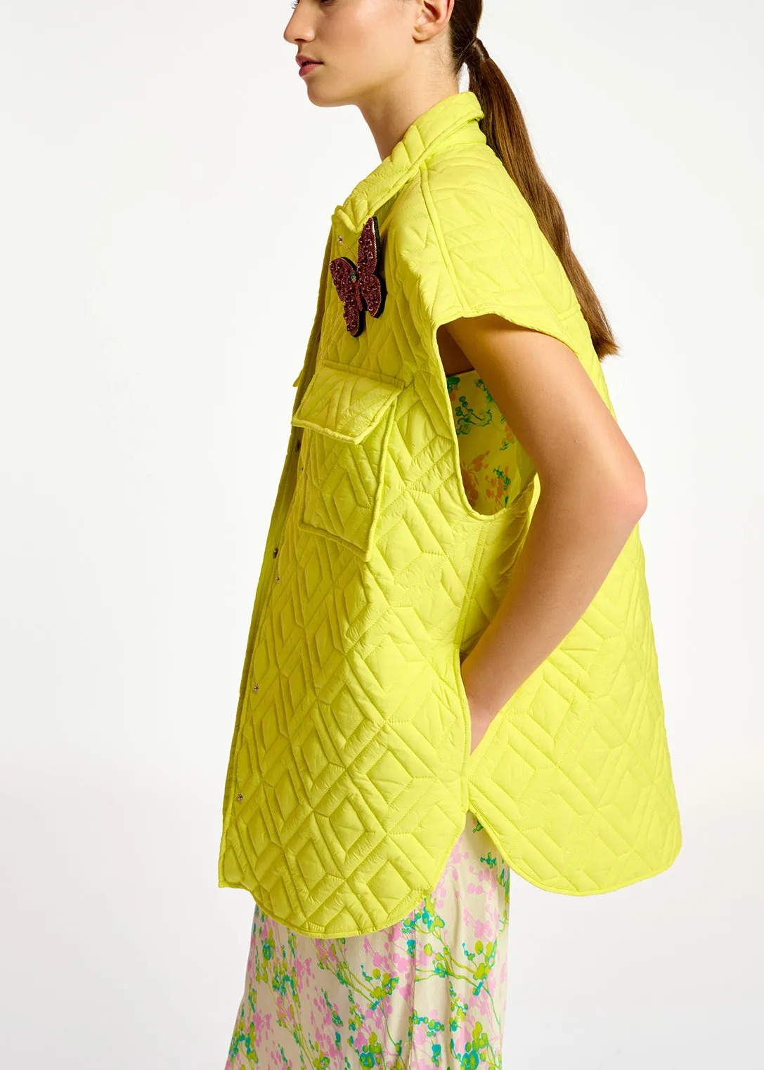 Yellow quilted vest