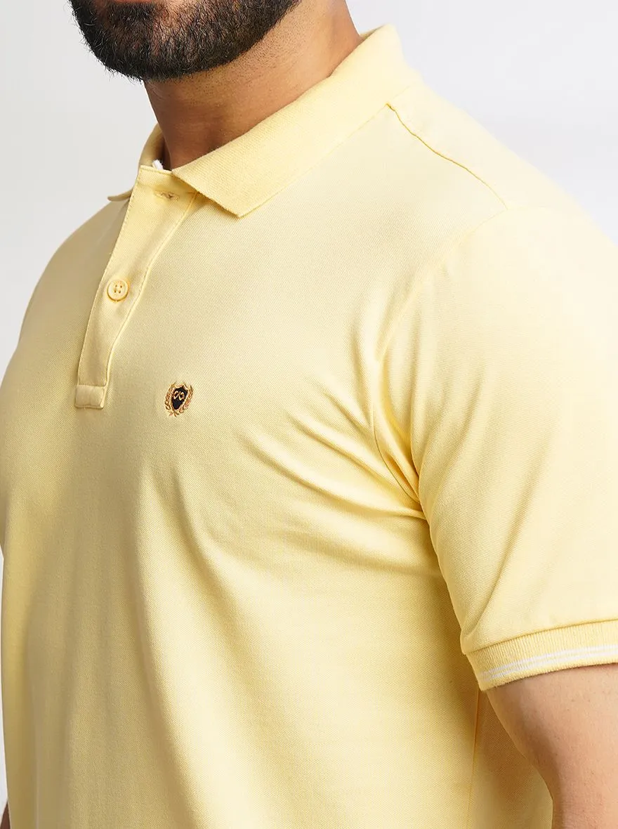 Yellow Solid Slim Fit Polo T-Shirt | JadeBlue