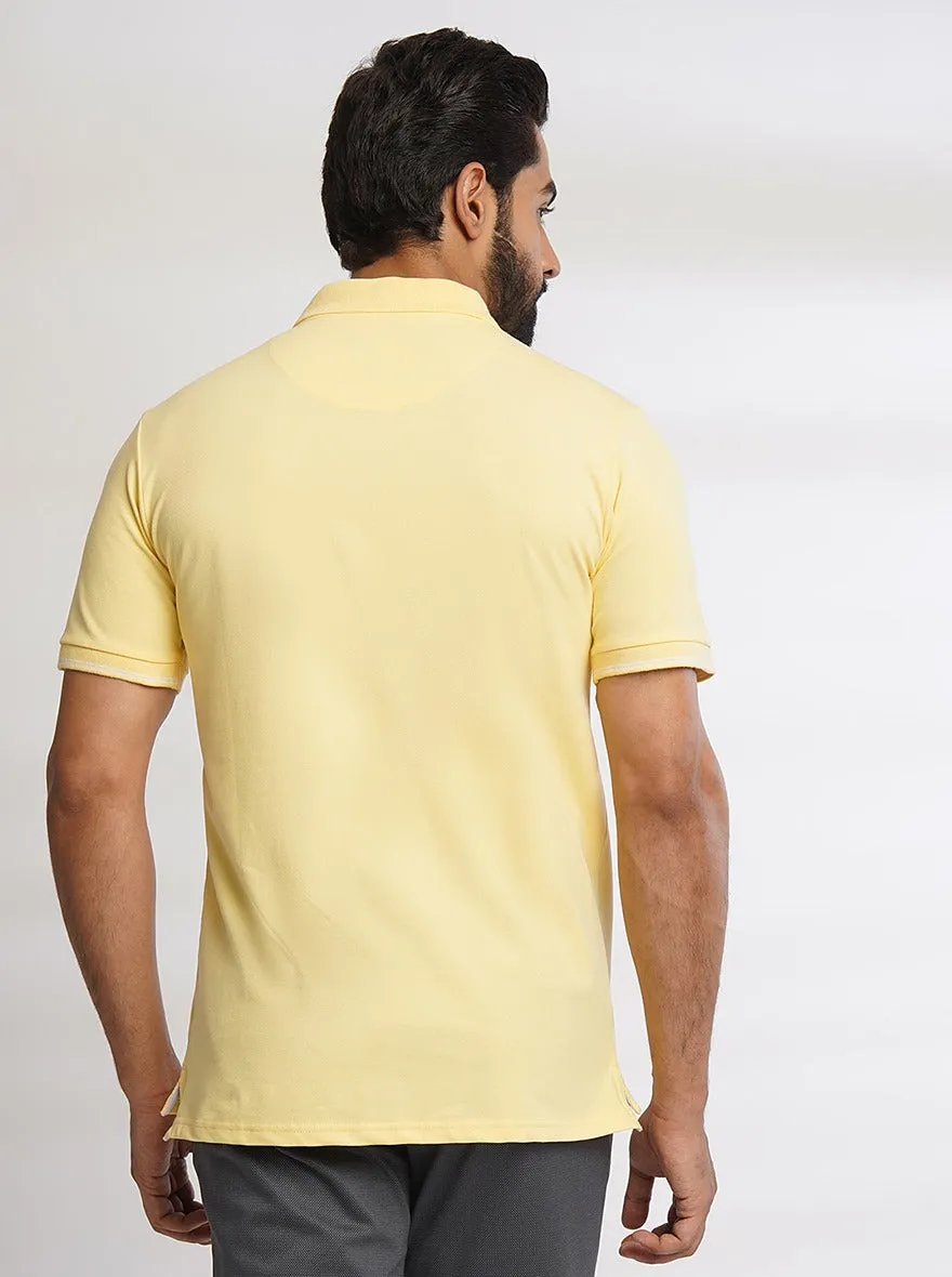 Yellow Solid Slim Fit Polo T-Shirt | JadeBlue