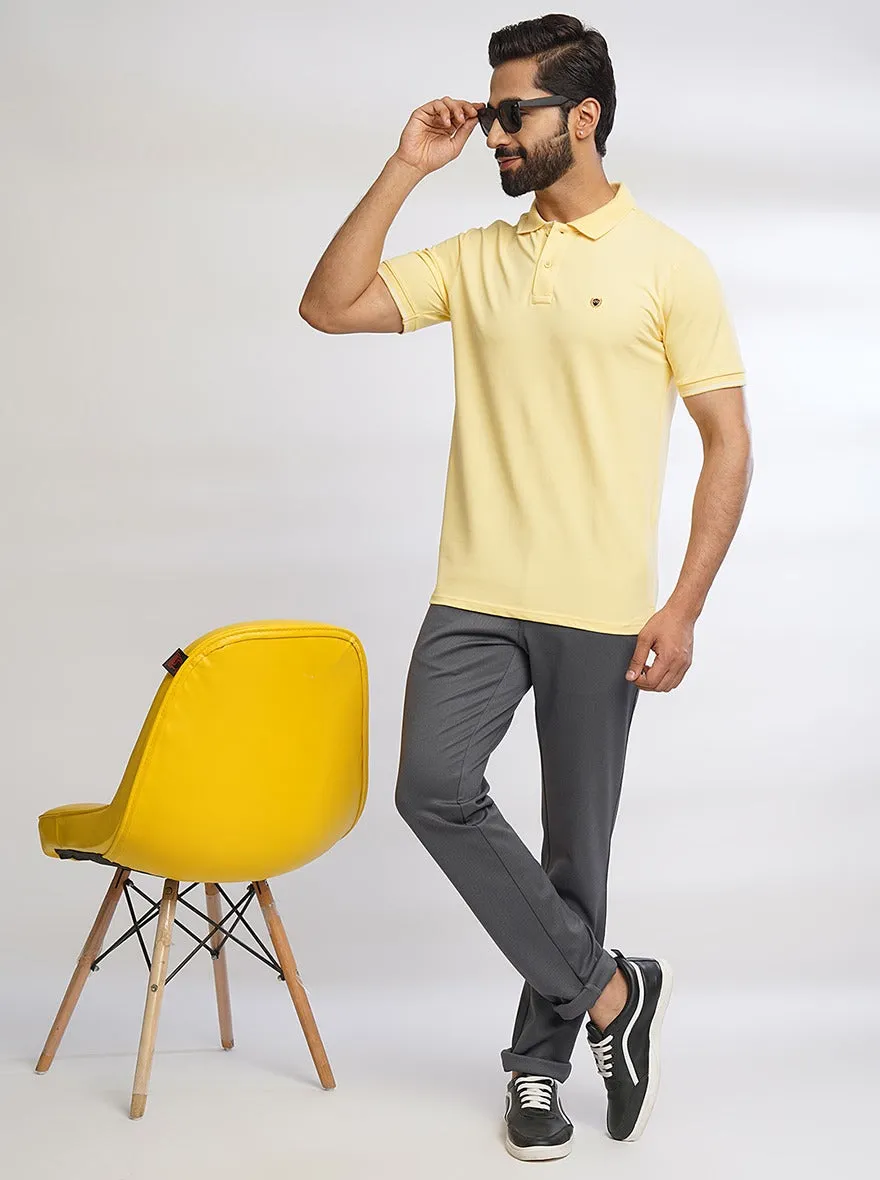 Yellow Solid Slim Fit Polo T-Shirt | JadeBlue
