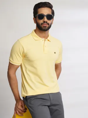 Yellow Solid Slim Fit Polo T-Shirt | JadeBlue