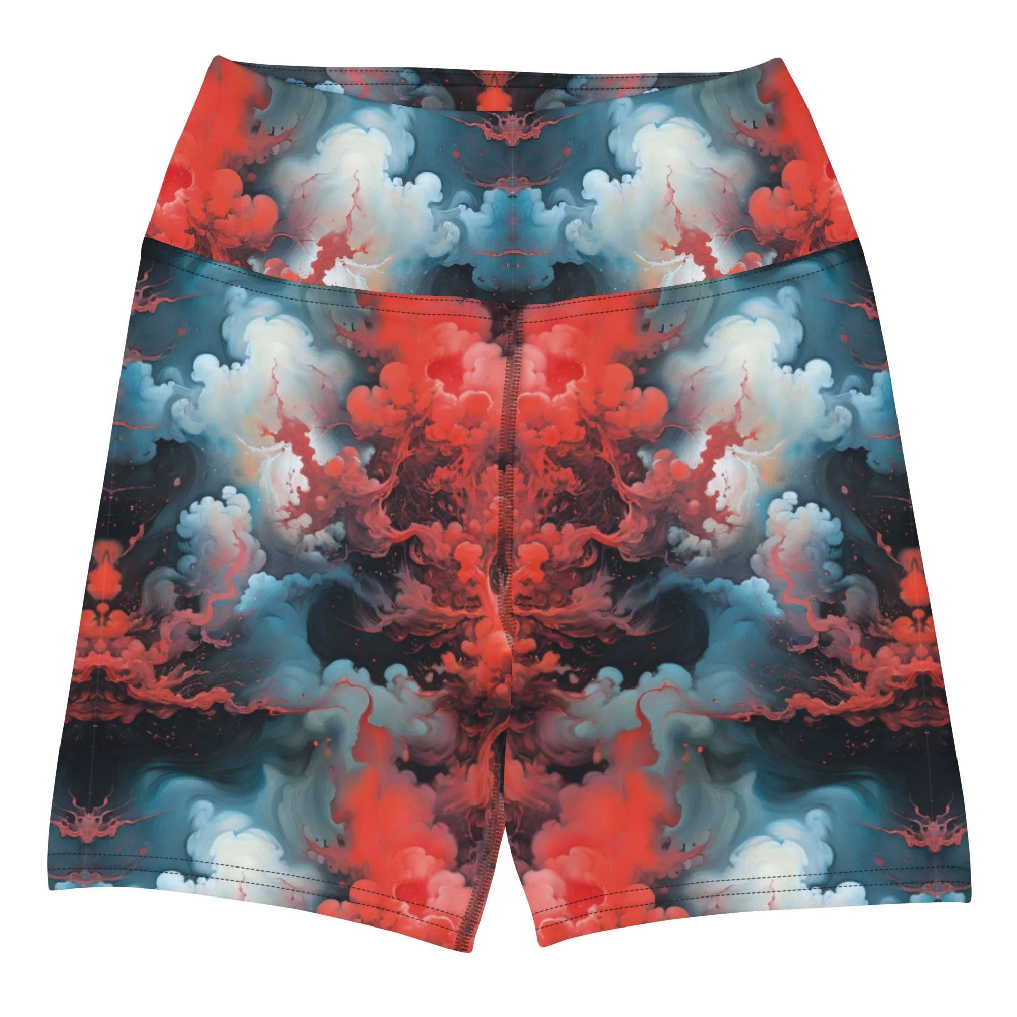Yoga Shorts - Ethereal Crimson Flow - Light