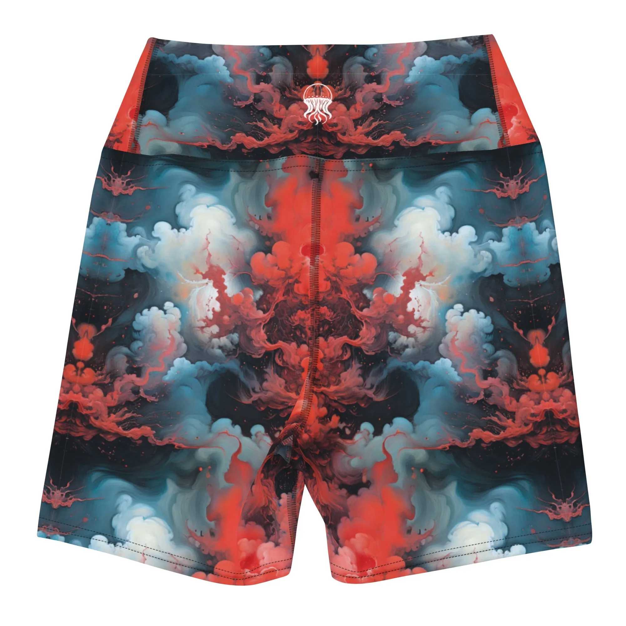 Yoga Shorts - Ethereal Crimson Flow - Light